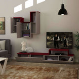 Manor Entertainement Unit-Mocha-Red-Modern Furniture Deals