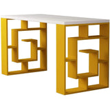 Maze Desk-White-Mustard-Modern Furniture Deals