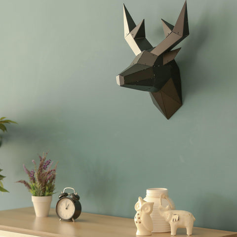 Metal Decorative Sculpture Deer Head- Black-WALL DECOR>METAL-[sale]-[design]-[modern]-Modern Furniture Deals