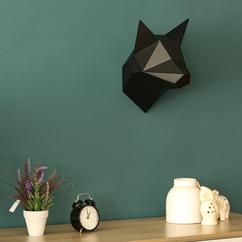 Metal Decorative Sculpture Fox Head - Black-WALL DECOR>METAL-[sale]-[design]-[modern]-Modern Furniture Deals
