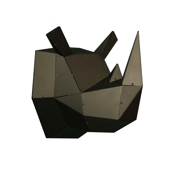 Metal Decorative Sculpture Rhino Head - Black-WALL DECOR>METAL-[sale]-[design]-[modern]-Modern Furniture Deals