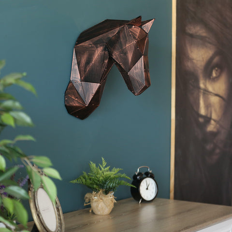 Metal Decorative Sculpture Unicorn- Horse Head Copper-WALL DECOR>METAL-[sale]-[design]-[modern]-Modern Furniture Deals