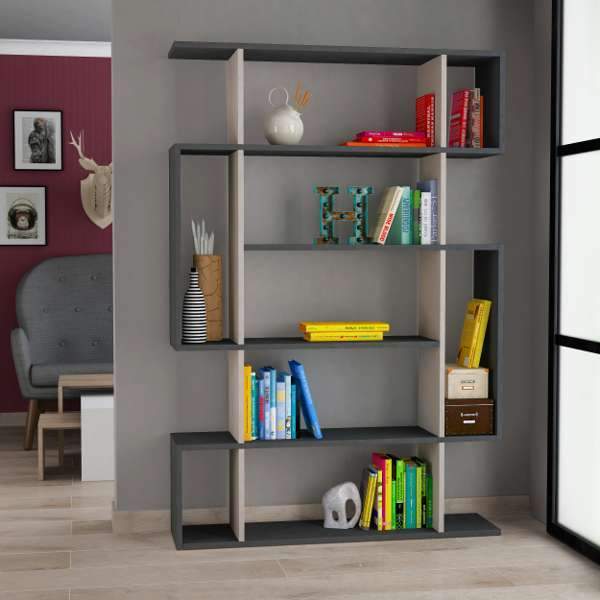 Moon Bookcase-Grey-Mocha-Modern Furniture Deals