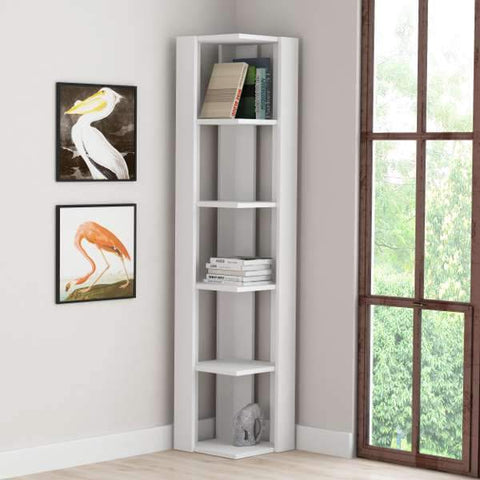 Naty Corner Bookcase-White-Modern Furniture Deals