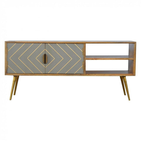 Olsen Cement Brass Media Cabinet-Modern Furniture Deals