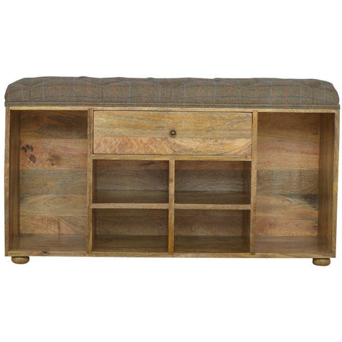 One Drawer Shoe Rack, Tweed Bench-Modern Furniture Deals