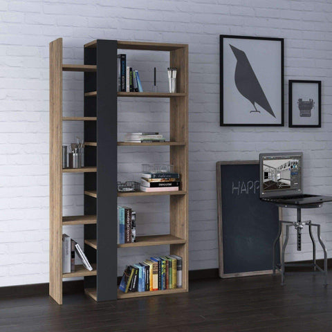 Penta Bookshelf-Dark Oak-Grey-Modern Furniture Deals
