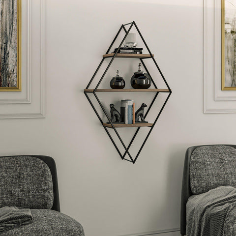 PRISM 3 Tier Metal-Wood Wallshelf-Wall Shelf-[sale]-[design]-[modern]-Modern Furniture Deals