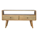 Curved Oak Media Unit