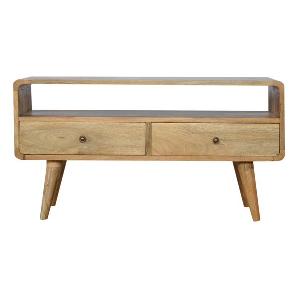 Curved Oak Media Unit