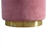 Round Dusty Pink Velvet Gold Footstool-Modern Furniture Deals