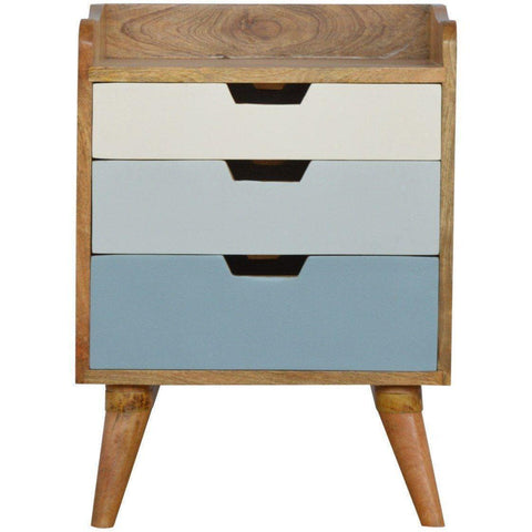 Scandinavian 3 Drawer Bedside Blue-Modern Furniture Deals