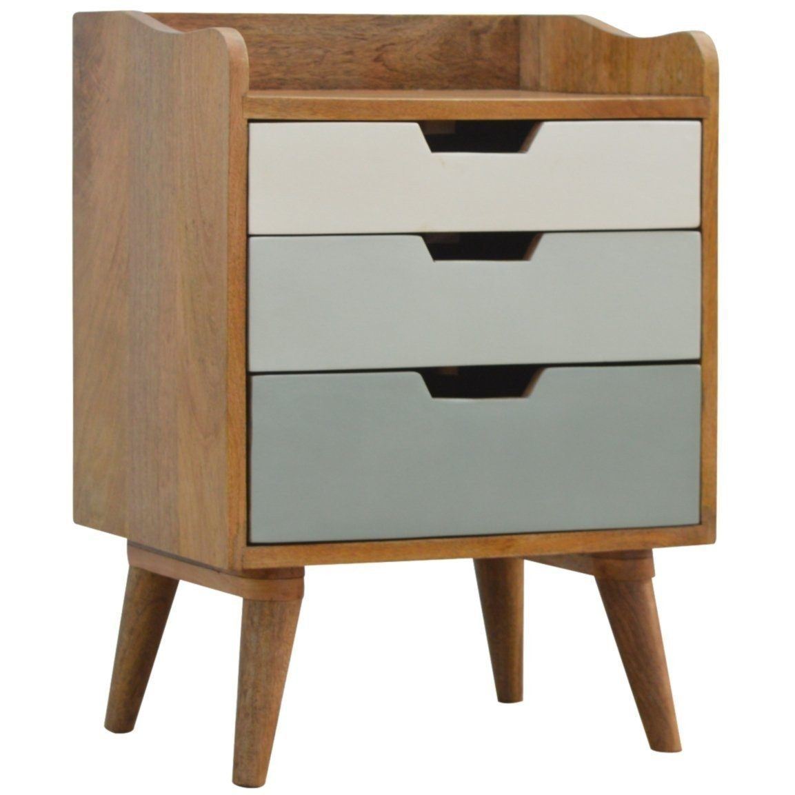 Scandinavian 3 Drawer Bedside Green