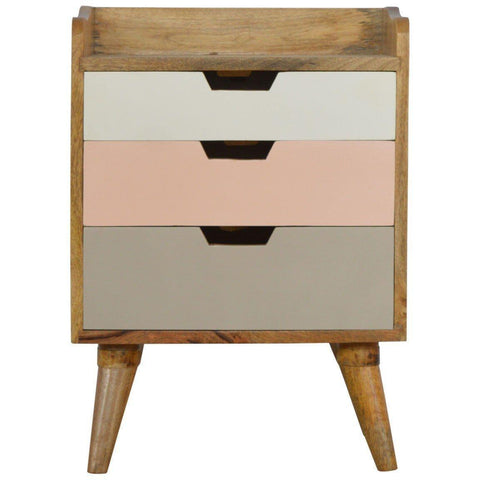 Scandinavian 3 Drawer Bedside Pink-Modern Furniture Deals