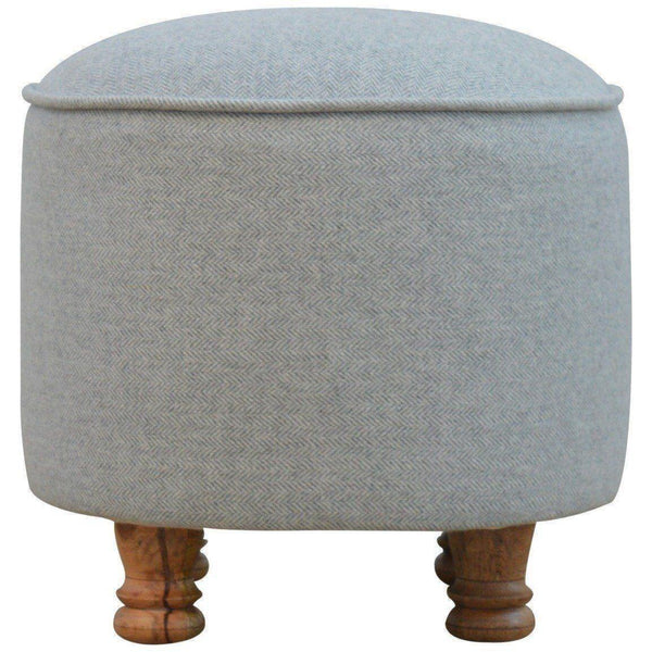 Solid Wood Grey Oval Stool-Modern Furniture Deals