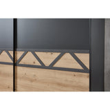TROY Luxury 180cm Sliding Door Wardrobe Graphite, Oak-wardrobe-Modern Furniture Deals