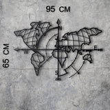 WORLD MAP COMPASS LED - BLACK Wall Art-Metal Wall Art-[sale]-[design]-[modern]-Modern Furniture Deals