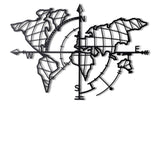 WORLD MAP COMPASS LED - BLACK Wall Art-Metal Wall Art-[sale]-[design]-[modern]-Modern Furniture Deals