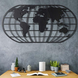 WORLD MAP GLOBE - BLACK Wall Art-Metal Wall Art-[sale]-[design]-[modern]-Modern Furniture Deals
