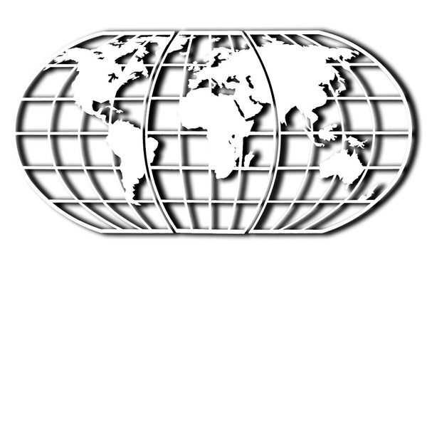 WORLD MAP GLOBE - WHITE Wall Art-Metal Wall Art-[sale]-[design]-[modern]-Modern Furniture Deals