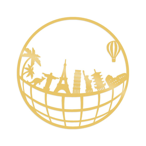 WORLD MAP METAL DECOR 5 - GOLD Wall Art-Metal Wall Art-[sale]-[design]-[modern]-Modern Furniture Deals