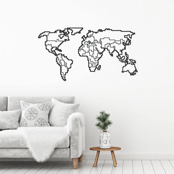 World Map Metal Wall Art-Modern Furniture Deals