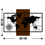 World Map With Compass Wall Art-Metal Wall Art-[sale]-[design]-[modern]-Modern Furniture Deals