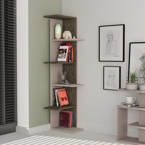 Zulu Corner Bookcase Light Mocha-Dark Coffee-FURNITURE>BOOKCASES-[sale]-[design]-[modern]-Modern Furniture Deals